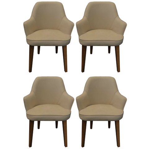 Kit 4 Cadeiras Decorativa Lara Suede Bege Rosado - Dominic Decor