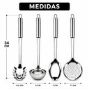 Ver imagem 2 de Kit Utensílios de Cozinha 4 Peças Aço Inox Cabos Longos com Argola Aquilae