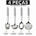 Ver imagem 3 de Kit Utensílios de Cozinha 4 Peças Aço Inox Cabos Longos com Argola Aquilae