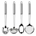 Ver imagem 1 de Kit Utensílios de Cozinha 4 Peças Aço Inox Cabos Longos com Argola Aquilae