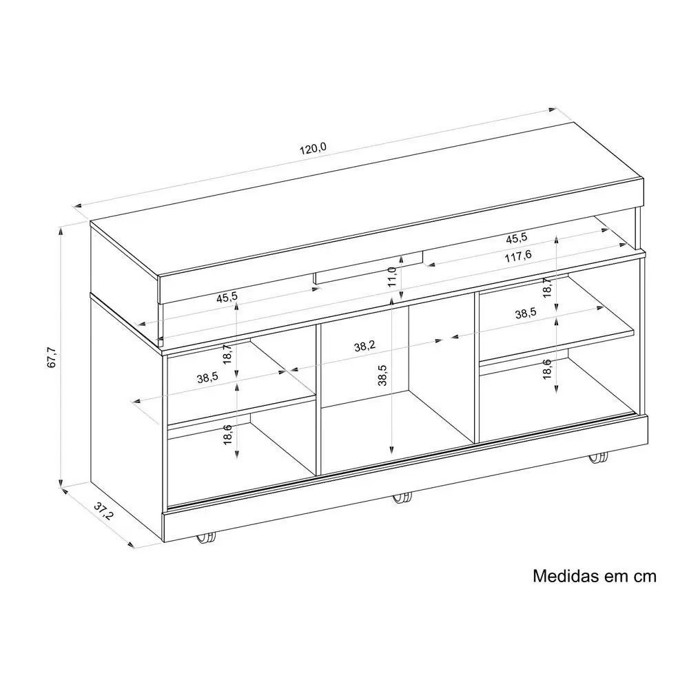 Rack Dili 120 para Tv 50 Polegadas - Dj Moveis - 4