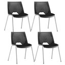 Ver imagem 1 de Kit 04 Cadeiras Empilhável Fixa Liked F02 Base Aço Cinza Preto - Lyam Decor