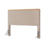 Cabeceira Cama Box King 1,93m Estofada Detalhe em Madeira Java Veludo Bege - 2