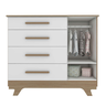 Quarto Bebê com Berço Minicama Retrô e Cômoda 4 gavetas e 1 porta Branco/Carvalho Móveis Peroba - 8