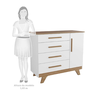 Quarto Bebê com Berço Minicama Retrô e Cômoda 4 gavetas e 1 porta Branco/Carvalho Móveis Peroba - 9