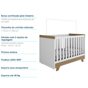 Ver imagem 3 de Quarto Bebê com Berço Minicama Retrô e Cômoda 4 gavetas e 1 porta Branco/Carvalho Móveis Peroba