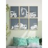 Kit 6 Quadros Decorativos Infantil Carros Azul e Branco No1 - 1
