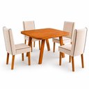 Ver imagem 2 de Conjunto de Jantar Bela 4 Cadeiras Tampo MDF Veludo Bege 90cm Bom Pastor Móveis
