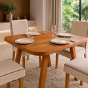 Ver imagem 4 de Conjunto de Jantar Bela 4 Cadeiras Tampo MDF Veludo Bege 90cm Bom Pastor Móveis