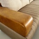 Ver imagem 7 de Sofá de Canto Leona Luxo 5 Lugares Fixo 257cm Bege e Caramelo Linho