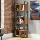 Ver mais imagens de Estante Estilo Industrial Metal e Madeira Organizador 200x72cm Canela/preto Fosco