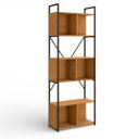 Ver imagem 5 de Estante Estilo Industrial Metal e Madeira Organizador 200x72cm Canela/preto Fosco