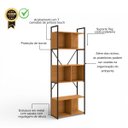 Ver imagem 4 de Estante Estilo Industrial Metal e Madeira Organizador 200x72cm Canela/preto Fosco