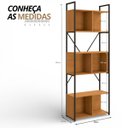 Ver imagem 3 de Estante Estilo Industrial Metal e Madeira Organizador 200x72cm Canela/preto Fosco