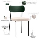Ver imagem 4 de Kit 02 Cadeiras Estofadas para Sala de Jantar Melina L02 Facto Verde Musgo Suede Bege - Lyam Decor