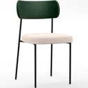 Ver imagem 3 de Kit 02 Cadeiras Estofadas para Sala de Jantar Melina L02 Facto Verde Musgo Suede Bege - Lyam Decor