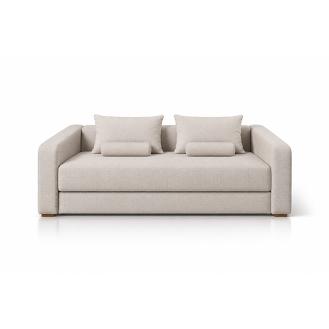 Sofá-Cama Toscana | Conforto Máximo com Assento de 22cm e Função Cama:Linho Bege Escuro