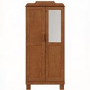 Ver imagem 2 de Guarda Roupa Solteiro com Espelho 2 Portas Madeira Maciça Lorie F06 Castanho - Lyam Decor
