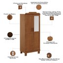 Ver imagem 3 de Guarda Roupa Solteiro com Espelho 2 Portas Madeira Maciça Lorie F06 Castanho - Lyam Decor