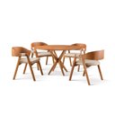 Ver imagem 3 de Conjunto de Mesa Redonda 120cm com 4 Cadeiras Luna Marrom/Bege/Freijó Yescasa