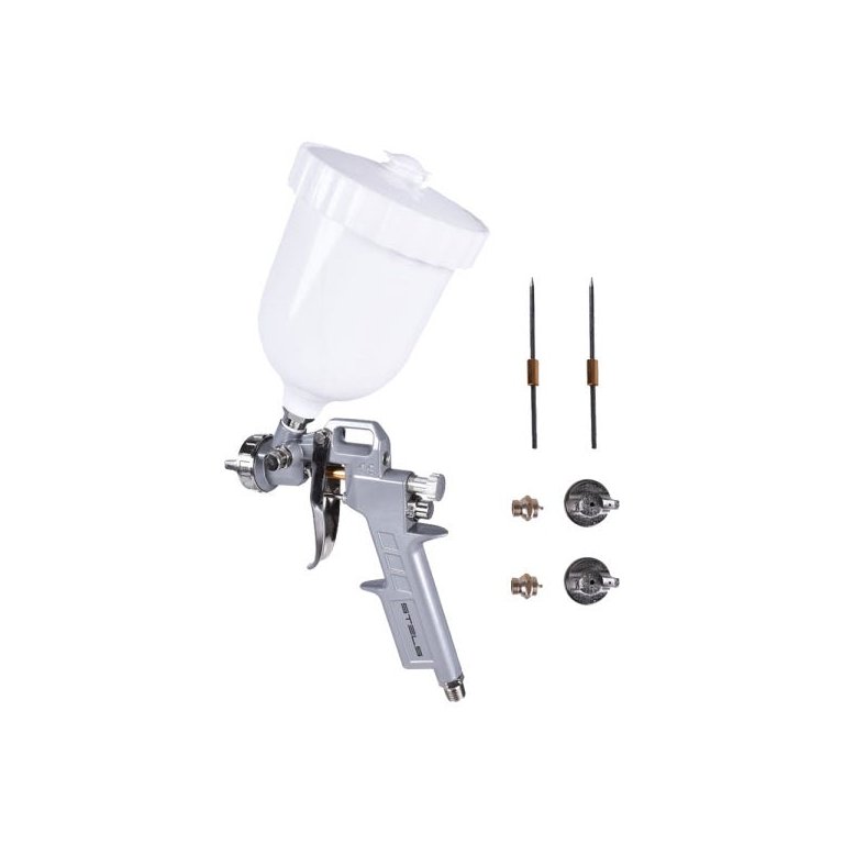 Pistola de Pintura 600ml Tipo Gravidade Stels e 3 Bicos 1.2mm, 1.5mm e 1.8mm