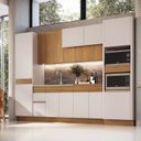 Ver imagem 1 de Cozinha Modulada 6 Peças 5 Gavetas Ripadas 328cm com Rodapé Tampo e Torre Quente 100% BP Organic Beg