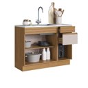Ver mais imagens de Cozinha Modulada 6 Peças 5 Gavetas Ripadas 328cm com Rodapé Tampo e Torre Quente 100% BP Organic Beg