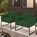 Ver imagem 5 de Kit 2 Poltronas Elisa Veludo Base Metálica Industrial Preto - D'Rossi Cor Verde