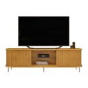 Ver imagem 3 de Rack Bancada P/tv até 75 Pol Atlas 100% Mdf C/ Ripado e Pés 218x62cm Cedro - Dj Móveis