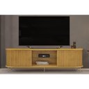 Ver imagem 1 de Rack Bancada P/tv até 75 Pol Atlas 100% Mdf C/ Ripado e Pés 218x62cm Cedro - Dj Móveis
