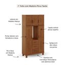 Ver imagem 5 de Guarda-Roupa 5 Portas 3 Gavetas Capelinha Estrutura em Madeira Cobre Marrom/Castanho