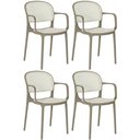 Ver imagem 1 de Kit 4 Cadeiras de Jantar Roma Prática com Braços para Sala e Cozinha - Branco/cinza Escuro
