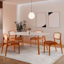 Ver imagem 4 de Sala de Jantar Mesa Malta 120cm Tampo Laqueado com Vidro Canto Moeda e 4 Cadeiras Malta Premium