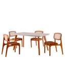 Ver imagem 1 de Sala de Jantar Mesa Malta 120cm Tampo Laqueado com Vidro Canto Moeda e 4 Cadeiras Malta Premium