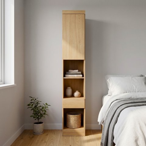 Módulo de Guarda Roupa Mesa de Cabeceira 1 Porta 1 Gaveta 100% MDF Cairo Marrom/Cinamomo