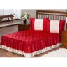 Kit Colcha Casal Rosas 5 Peças Cetim Vermelho - Enxovais Aquarela - 1
