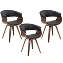 Ver imagem 1 de Kit 03 Cadeiras Decorativas para Sala de Jantar Ohana Fixa PU Preto G56 - Gran Belo