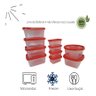 Jogo Kit Pote Plastico Vasilha C/ 10pçs Tampa Vermelha S/bpa - 2