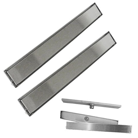 Ralo Invisivel Linear 60cm Kit 2 Uni Aco Inox Anti Odor Anti Inseto Limpeza Facil Banheiro Lavabo Pr