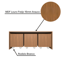 Mesa Organizadora de Brinquedos com 3 Baús 100% Mdf Plancasa:louro Freijo - 7