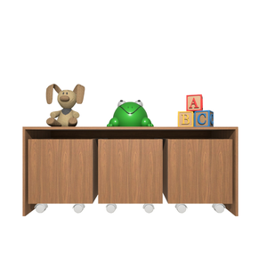 Mesa Organizadora de Brinquedos com 3 Baús 100% Mdf Plancasa:louro Freijo