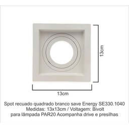 Spot Embutir Recuado Branco Par 20 Save Energy - 2