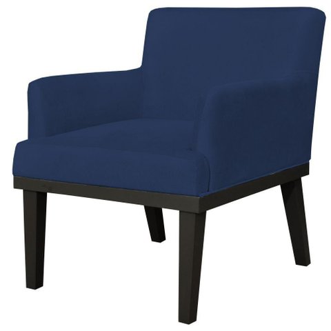 Poltrona Decorativa Para Sala de Estar e Recepção Beatriz W01 Suede Azul Marinho - Lyam Decor