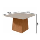 Ver imagem 2 de Mesa de Sala Jantar Nevada com Tampo Vidro Curvo 130x130cm Amendoa Off White Lopas