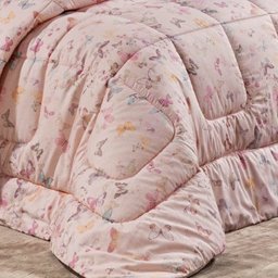 Kit Edredom + Jogo de Cama King Sicília - 100% Alg. 200 Fios 07 Peças - Borboleta Rosê - 3