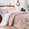 Kit Edredom + Jogo de Cama King Sicília - 100% Alg. 200 Fios 07 Peças - Borboleta Rosê - 1