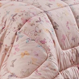 Kit Edredom + Jogo de Cama King Sicília - 100% Alg. 200 Fios 07 Peças - Borboleta Rosê - 4