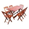 Conjunto Dobrável Mesa 1,5m 6 Cadeiras Madeira Maciça Eucalipto - 1