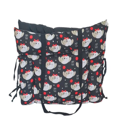 Colchonete e Bolsa 2 em 1 Pet Hanna Pop Pequeno Retangular Impermeável: Dog Preto