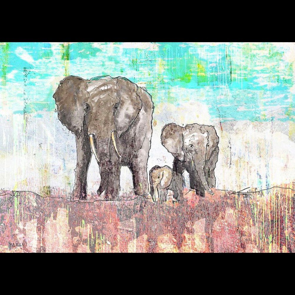 Elephant Family Canaleta 80x56cm Tabaco